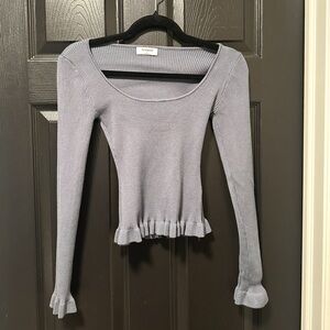 Workshop Republic Clothing Ribbed Long Sleeve Top - Light Blue